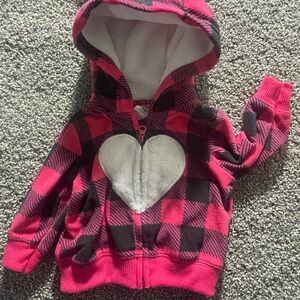 Carter's Pink and Black Buffalo Plaid Hoodie